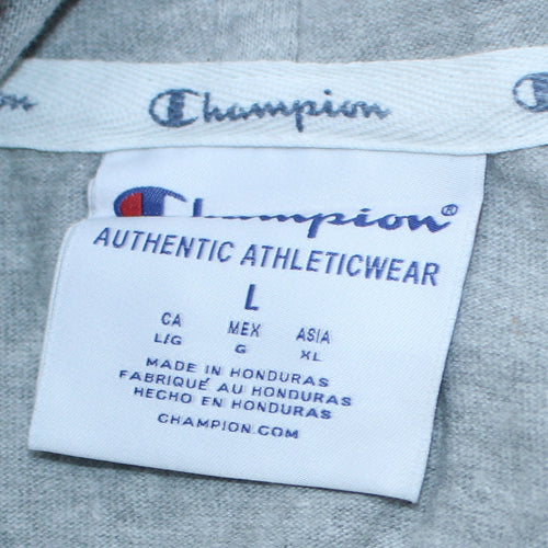 Champion Women’s Grey Pullover Hoodie L Logo Print Casual