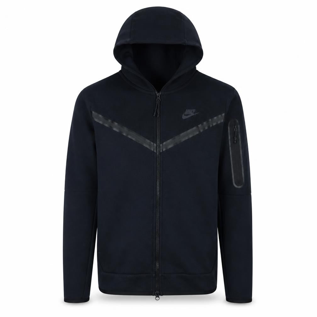 Front view of Nike Men Black Full Zip Hoodie, size S, Regular Fit Cotton Blend