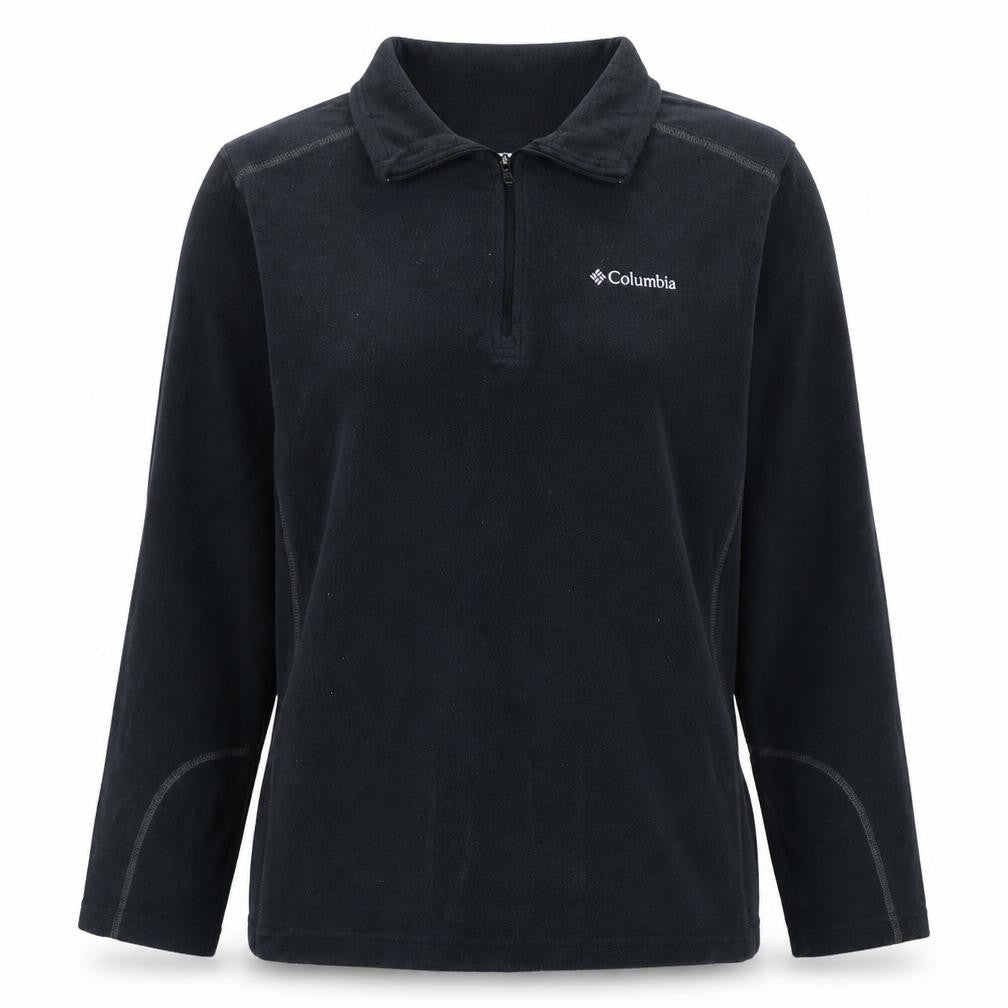 Front view of Columbia Women Black L Fleece 1/4 Zip Pullover Sweatshirt