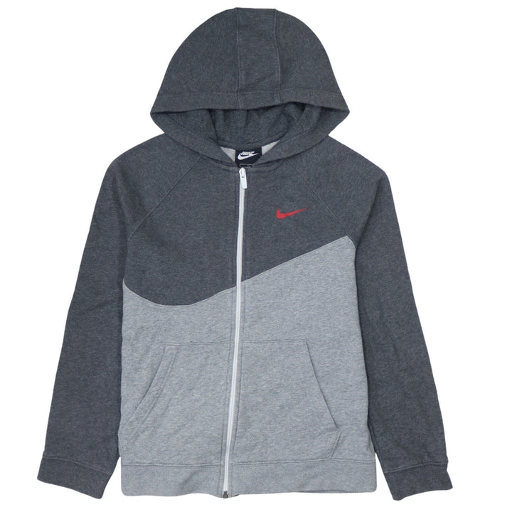 Nike Boys Grey Full Zip Hoodie Sweatshirt L 147-158cm Colourblock Hooded