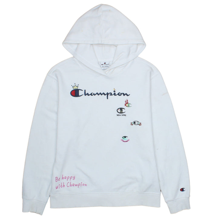 Champion Girls White Pullover Hoodie 15-16 Years Logo Graphic Hooded Sweatshirt