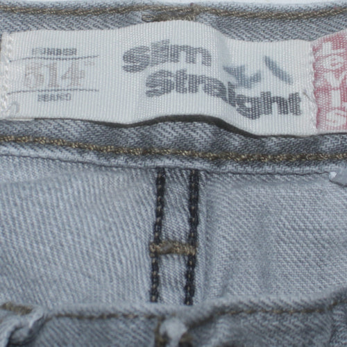 Levi's Girls Grey 514 Slim Straight Jeans 14 Years Cotton Denim