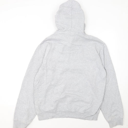 Napapijri Men's Grey Pullover Hoodie Small Logo Graphic Long Sleeve