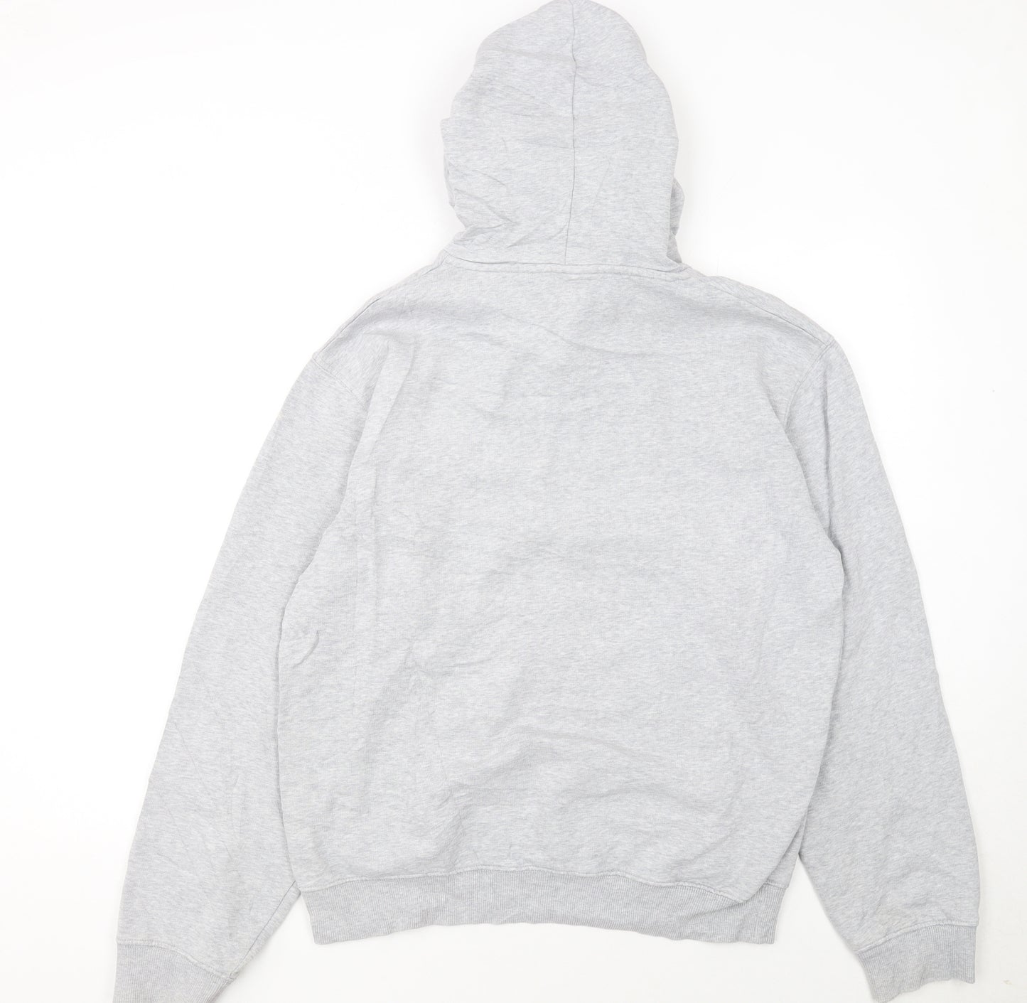 Napapijri Men's Grey Pullover Hoodie Small Logo Graphic Long Sleeve