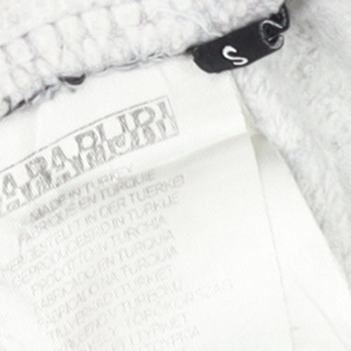 Napapijri Men's Grey Pullover Hoodie Small Logo Graphic Long Sleeve