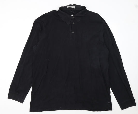 Hugo Boss Men’s Black Long Sleeve Pima Cotton Polo Shirt 3XL