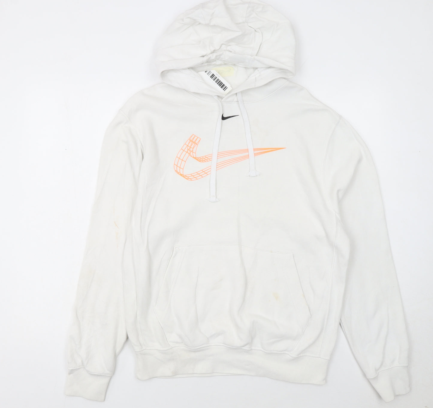 Nike Men's White Graphic Pullover Hoodie Small Cotton Blend