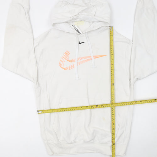 Nike Men's White Graphic Pullover Hoodie Small Cotton Blend
