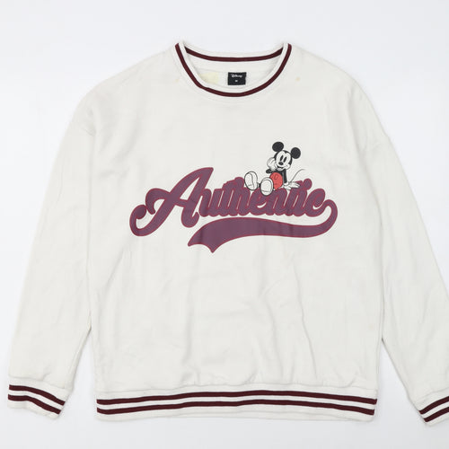 Disney Women's White Mickey Mouse Authentic Sweatshirt Size M