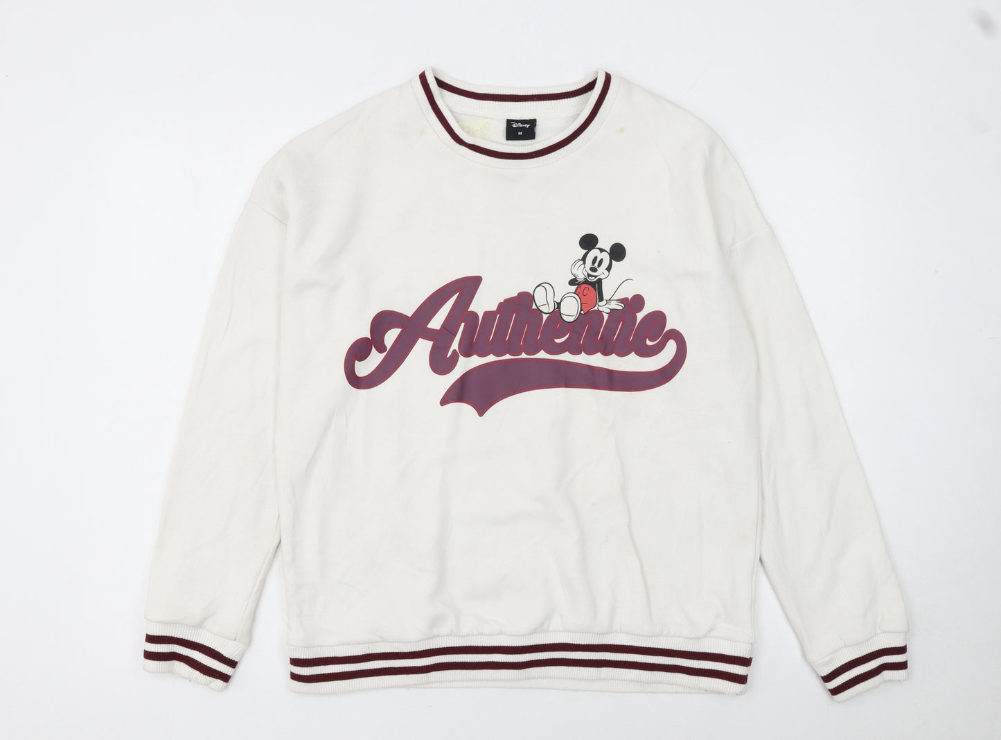 Disney Women's White Mickey Mouse Authentic Sweatshirt Size M