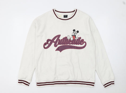 Disney Women's White Mickey Mouse Authentic Sweatshirt Size M