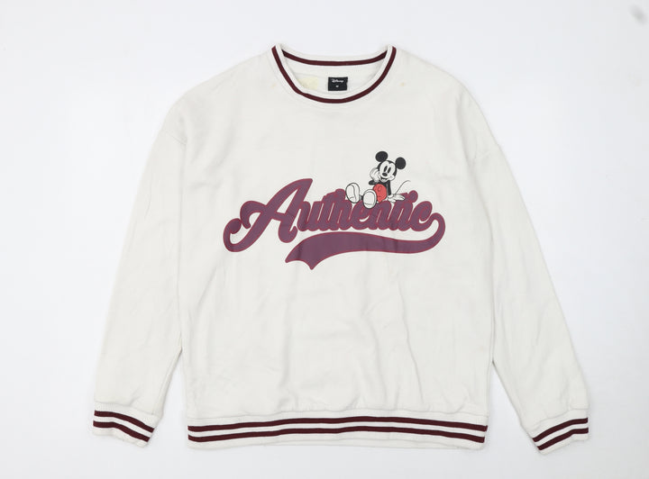 Disney Women's White Mickey Mouse Authentic Sweatshirt Size M