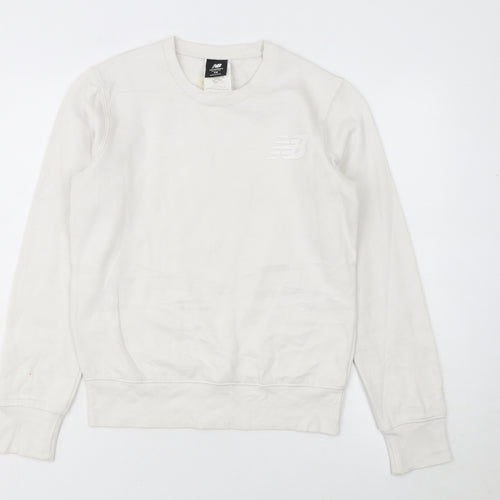 New Balance Womens White XS Pullover Sweatshirt Cotton Blend