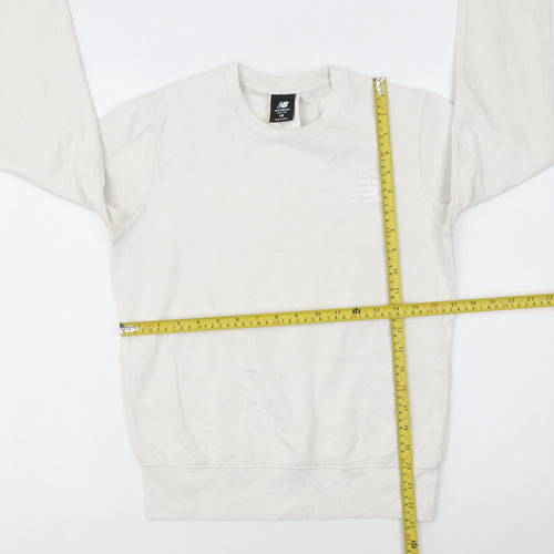 New Balance Womens White XS Pullover Sweatshirt Cotton Blend