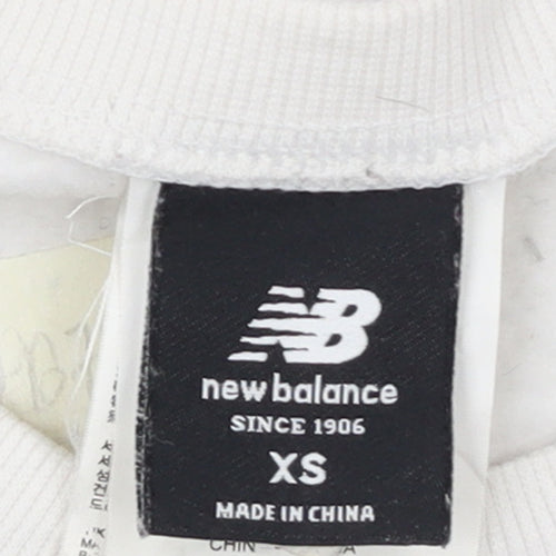 New Balance Womens White XS Pullover Sweatshirt Cotton Blend