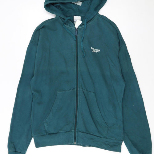 Reebok Classic Women's Teal Full Zip Hoodie M Cotton
