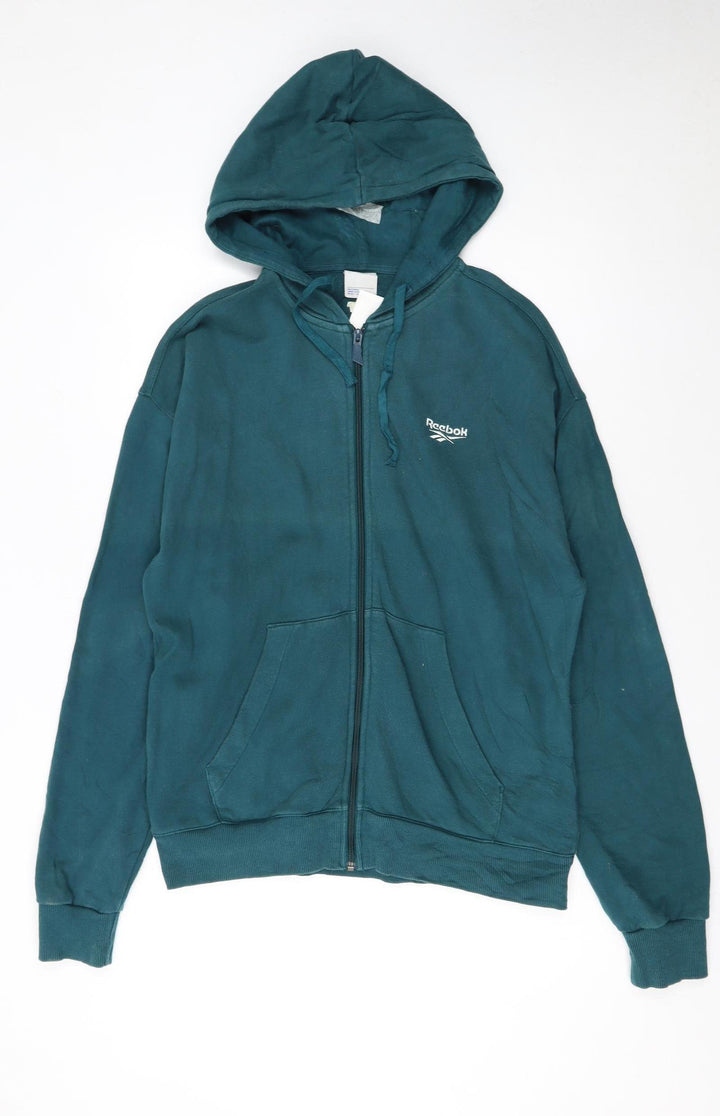 Reebok Classic Women's Teal Full Zip Hoodie M Cotton