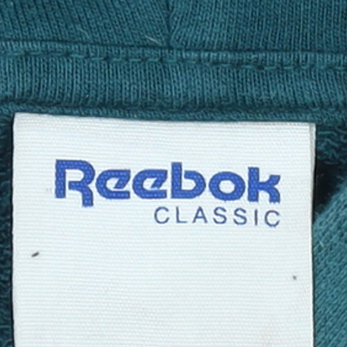 Reebok Classic Women's Teal Full Zip Hoodie M Cotton
