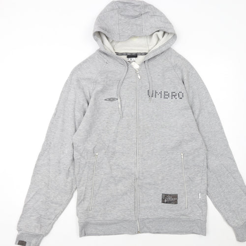 Umbro Men's Grey Full Zip Hoodie Medium Sports Fleece
