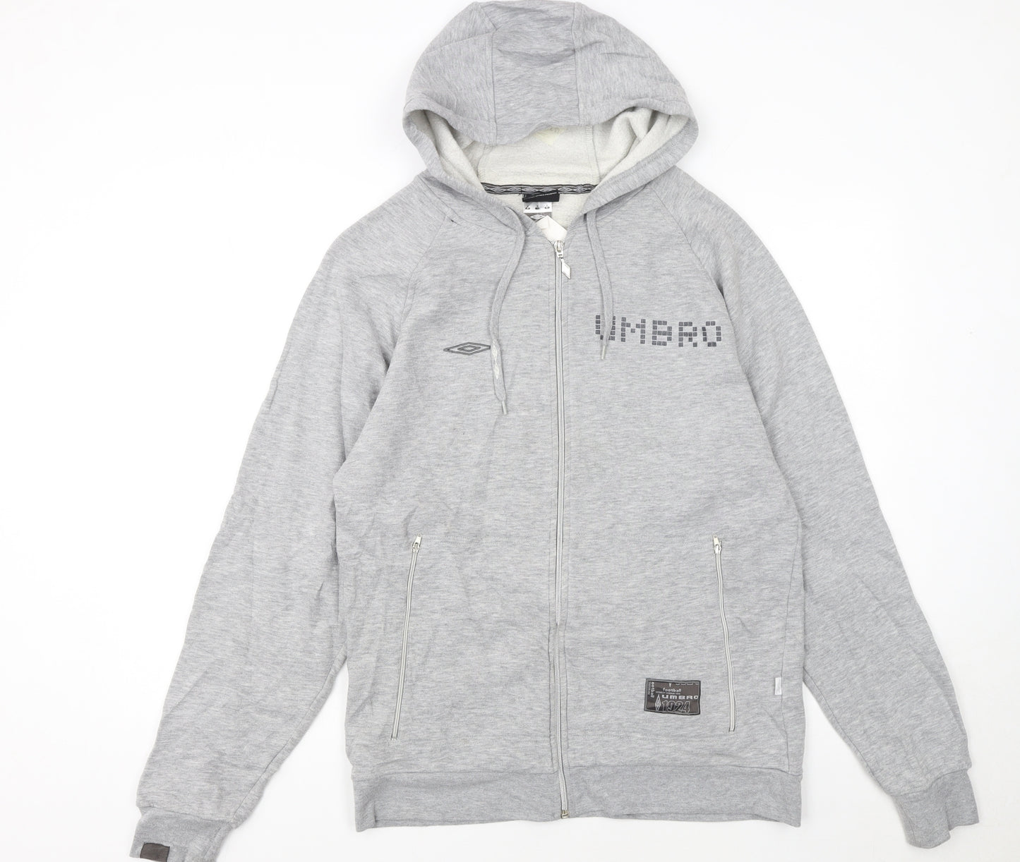 Umbro Men's Grey Full Zip Hoodie Medium Sports Fleece