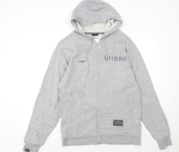 Umbro Men's Grey Full Zip Hoodie Medium Sports Fleece