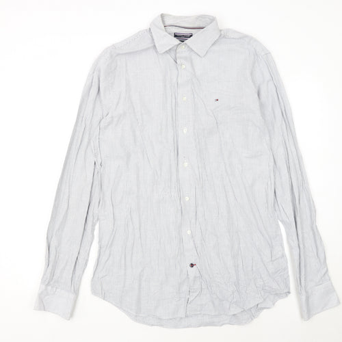 Tommy Hilfiger Men's White Regular Fit Long Sleeve Check Shirt Size 16.5