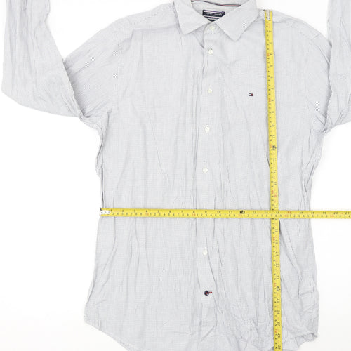 Tommy Hilfiger Men's White Regular Fit Long Sleeve Check Shirt Size 16.5