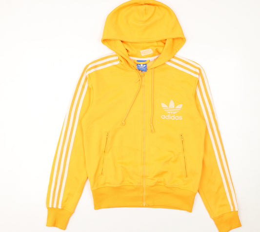 Adidas Women’s Yellow Full Zip Hoodie Small Cotton Blend