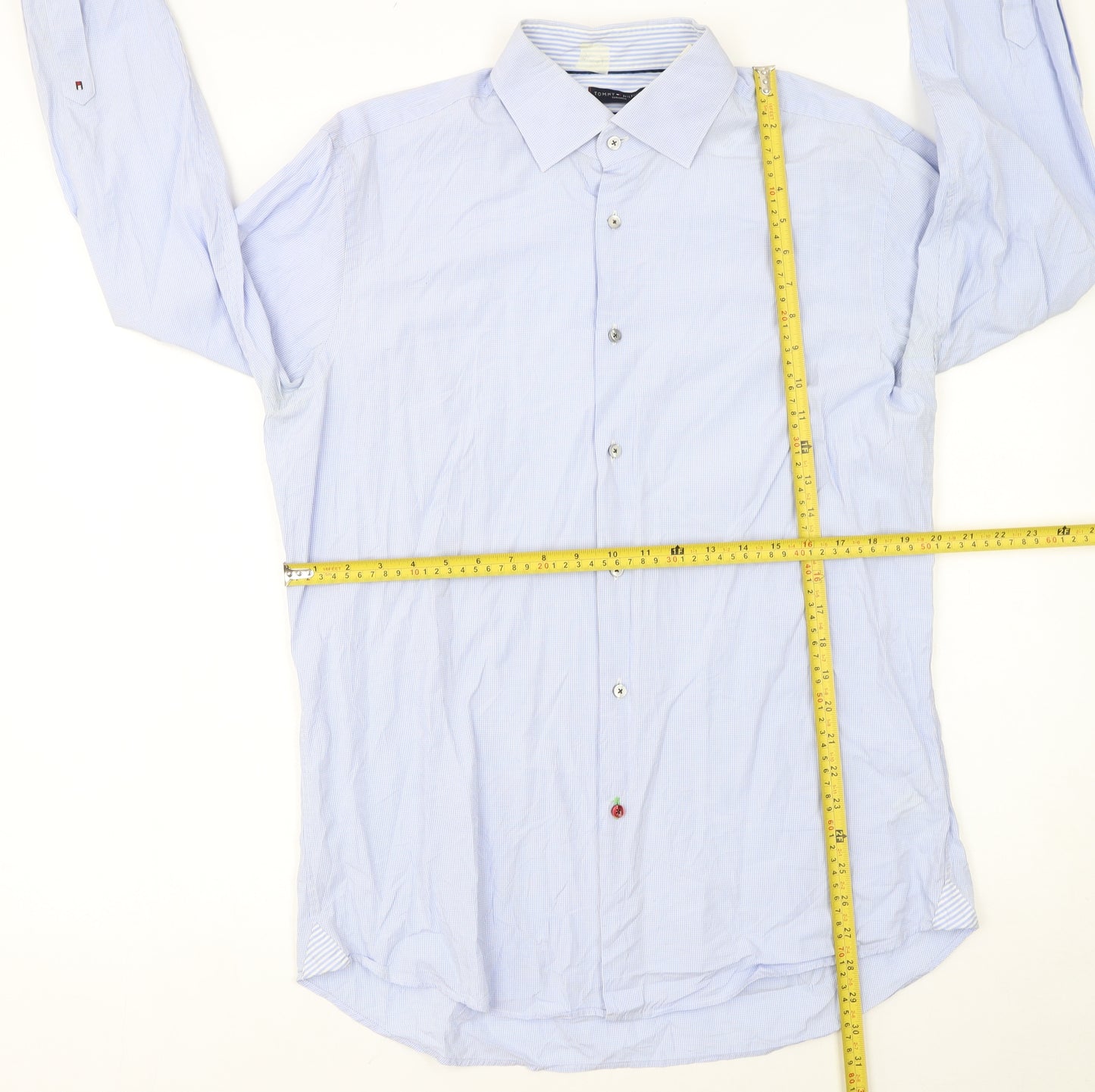 Tommy Hilfiger Men Blue Fitted Long Sleeve Button-Up Shirt 16/41