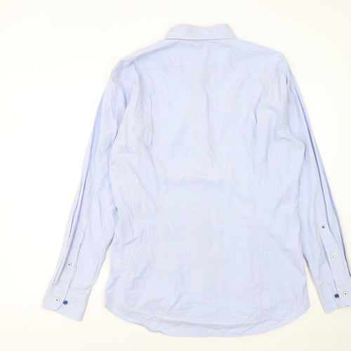 Tommy Hilfiger Men Blue Fitted Long Sleeve Button-Up Shirt 16/41