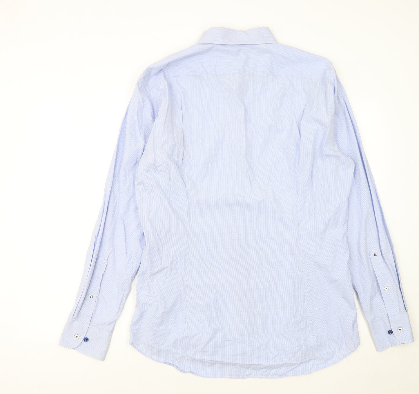 Tommy Hilfiger Men Blue Fitted Long Sleeve Button-Up Shirt 16/41