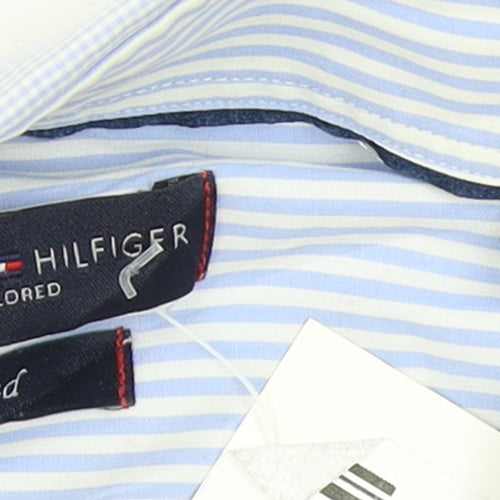 Tommy Hilfiger Men Blue Fitted Long Sleeve Button-Up Shirt 16/41
