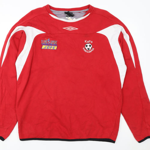 Umbro Men's Red Crew Neck Pullover Football Sweatshirt M