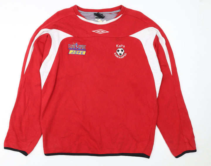 Umbro Men's Red Crew Neck Pullover Football Sweatshirt M