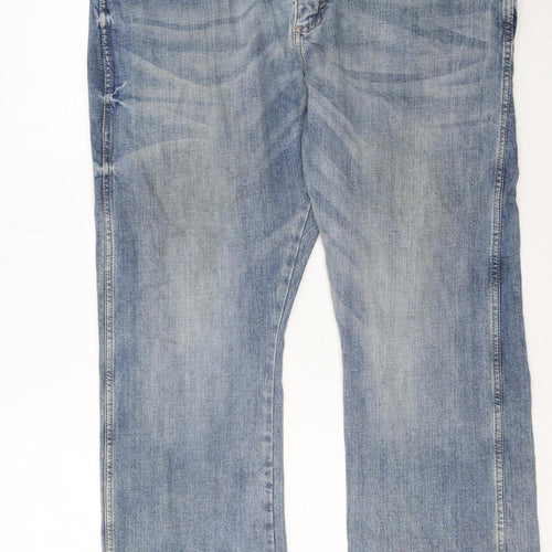 Wrangler Men Blue 38x30 Relaxed Bootcut Denim Jeans