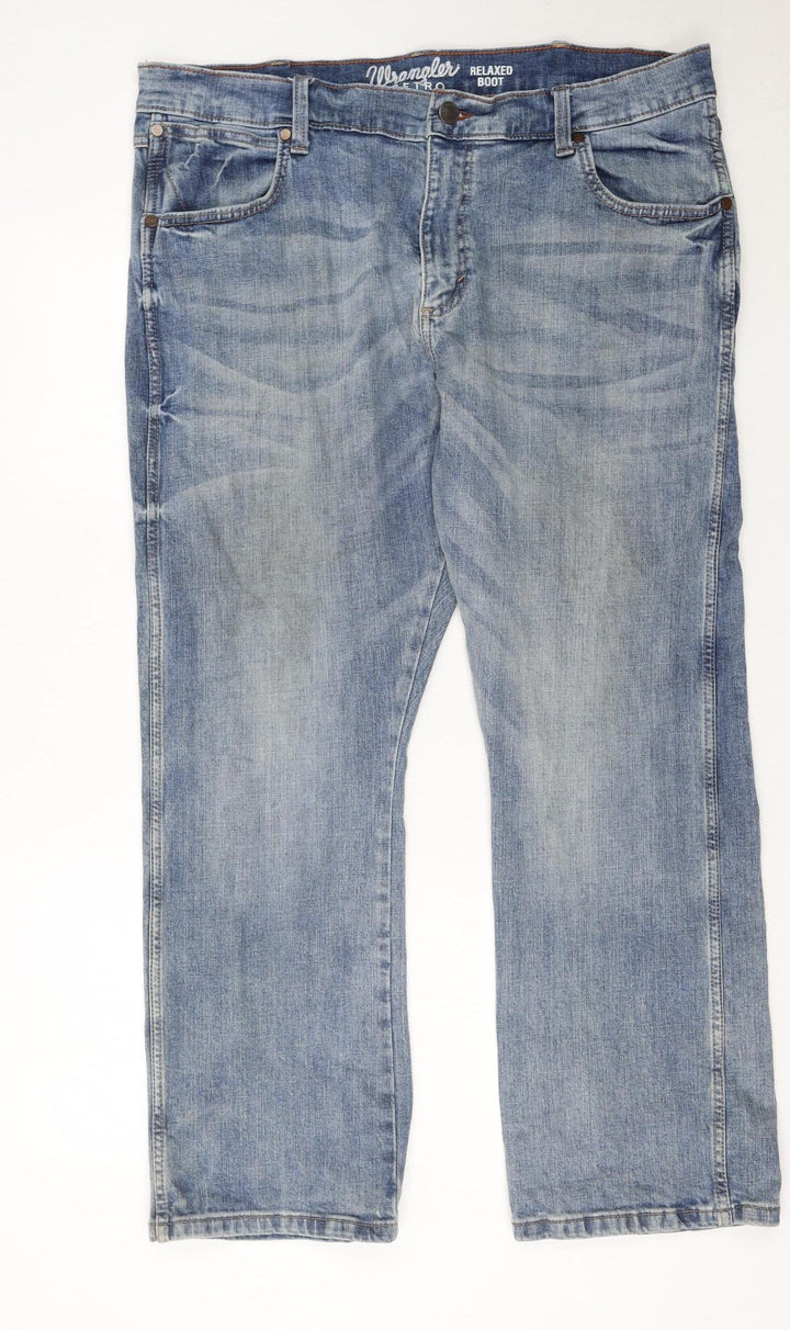 Wrangler Men Blue 38x30 Relaxed Bootcut Denim Jeans
