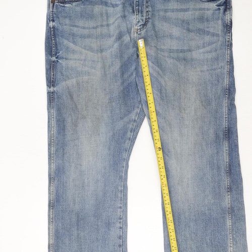 Wrangler Men Blue 38x30 Relaxed Bootcut Denim Jeans
