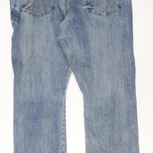 Wrangler Men Blue 38x30 Relaxed Bootcut Denim Jeans