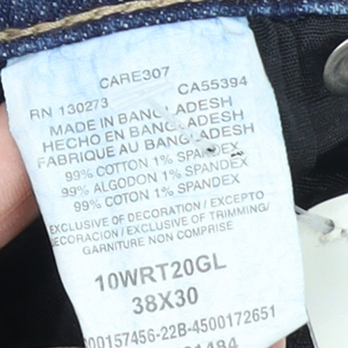 Wrangler Men Blue 38x30 Relaxed Bootcut Denim Jeans