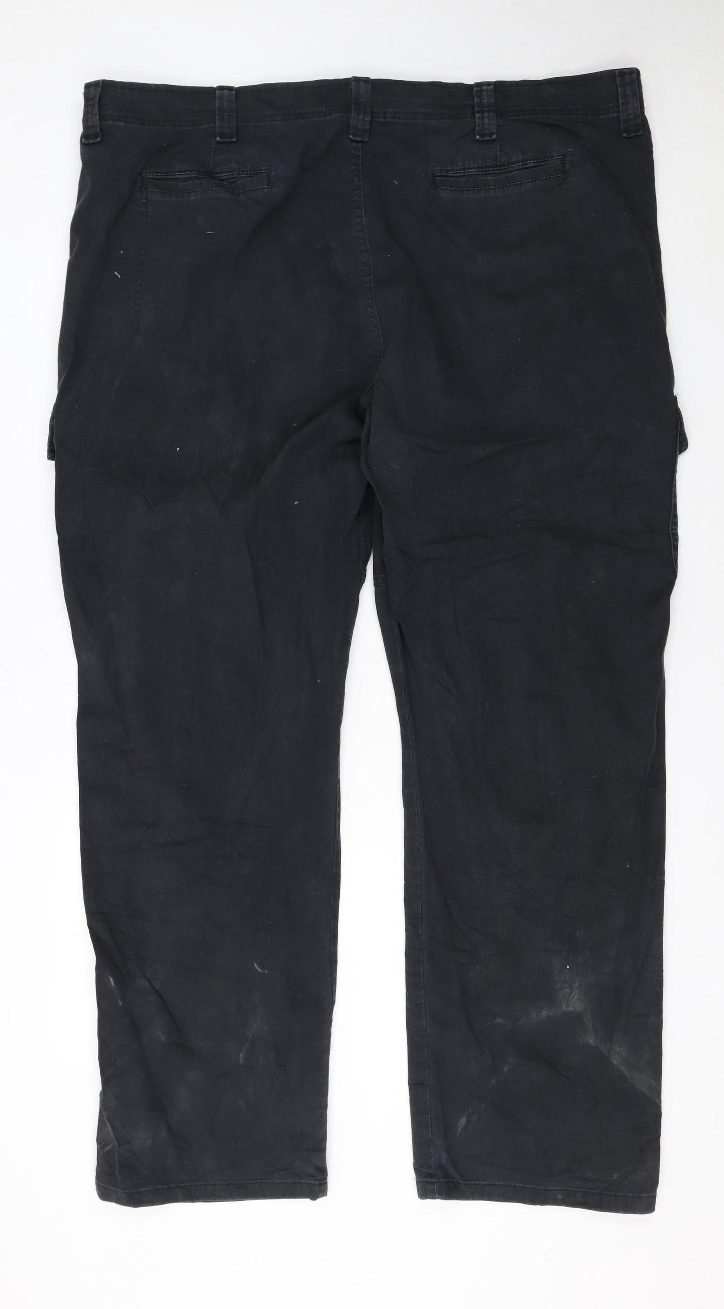 Wrangler Men's Black Cargo Trousers 44W 32L Relaxed Fit Cotton