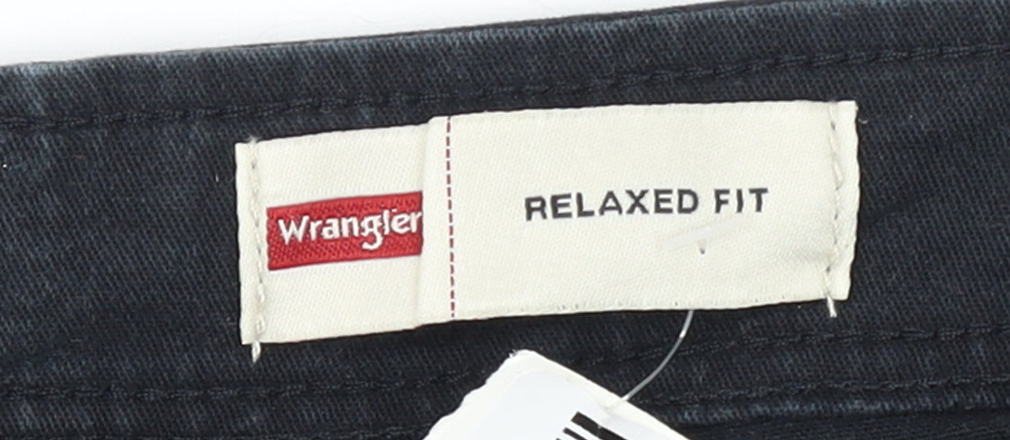 Wrangler Men's Black Cargo Trousers 44W 32L Relaxed Fit Cotton