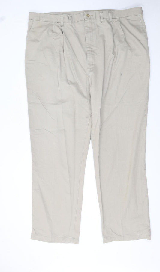 Wrangler Men’s Beige Chino Trousers 46x32 Relaxed Fit Cotton