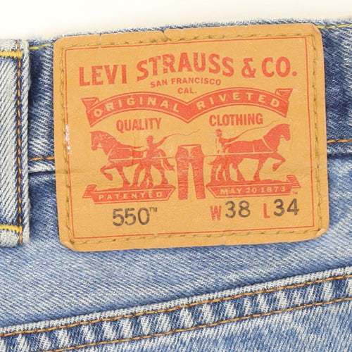 Levi Strauss & Co. Mens Blue 550 Relaxed Fit Straight Jeans W38 L34