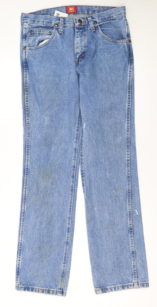 Wrangler Women's Blue Straight Slim Fit Denim Jeans Size 14