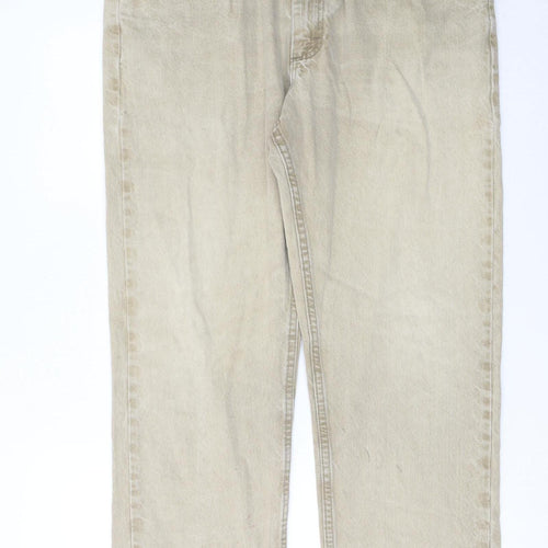 Lee Men's Beige Regular Fit Straight Denim Jeans 38W 30L