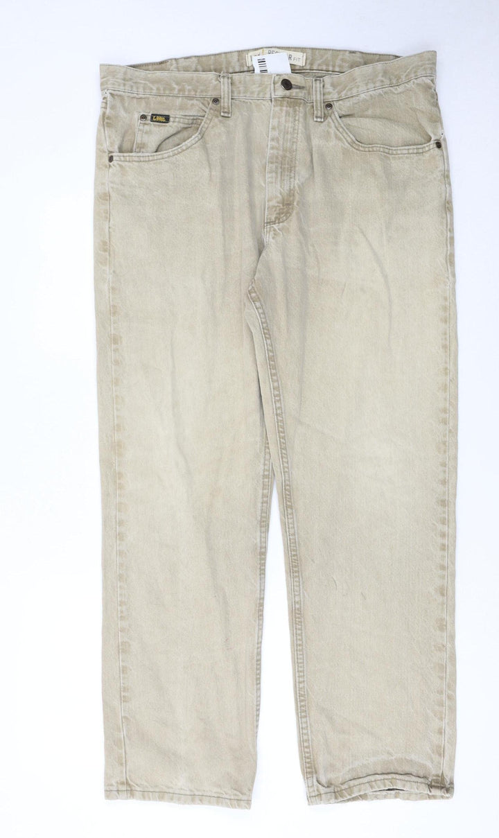 Lee Men's Beige Regular Fit Straight Denim Jeans 38W 30L