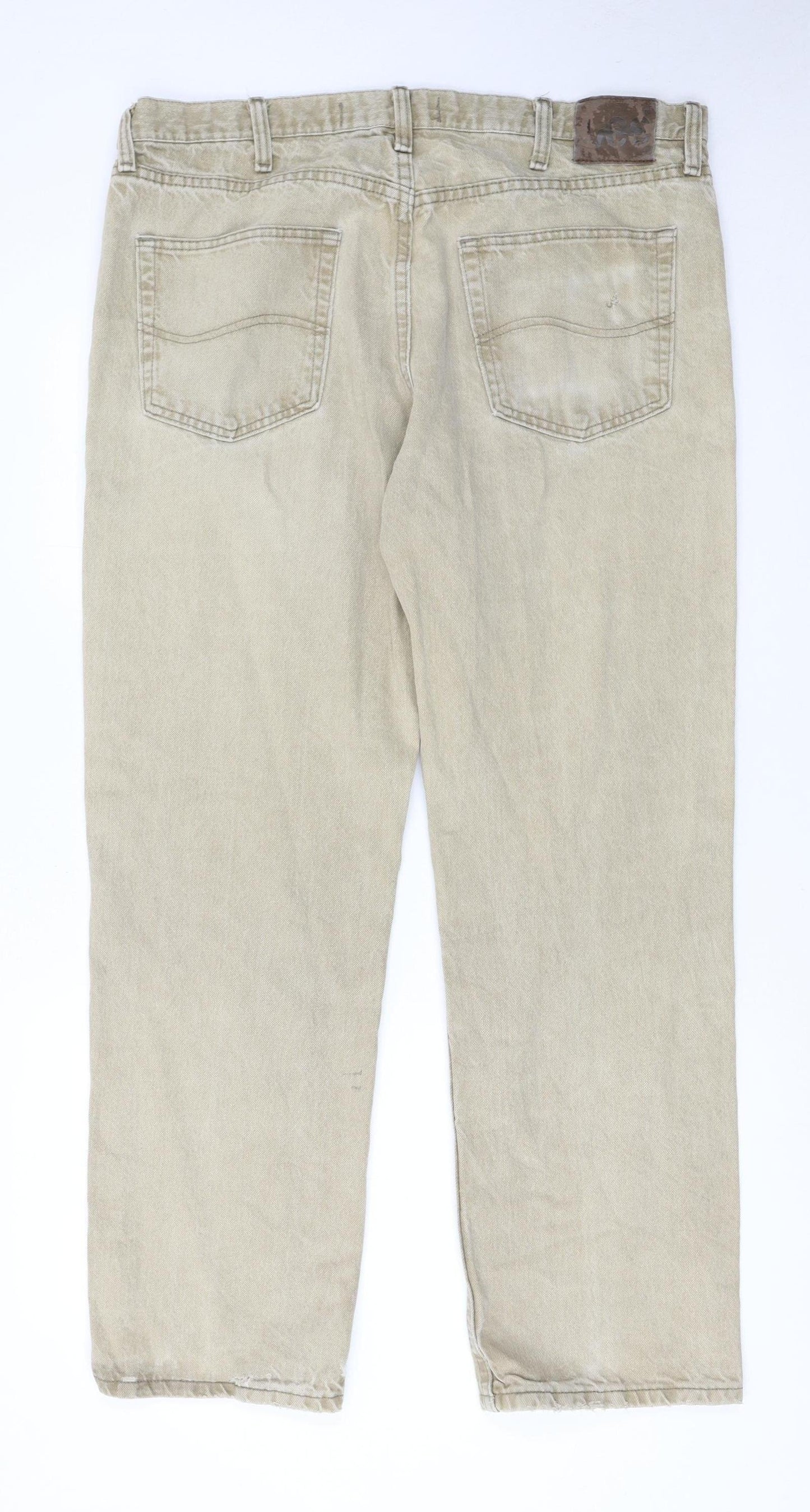 Lee Men's Beige Regular Fit Straight Denim Jeans 38W 30L