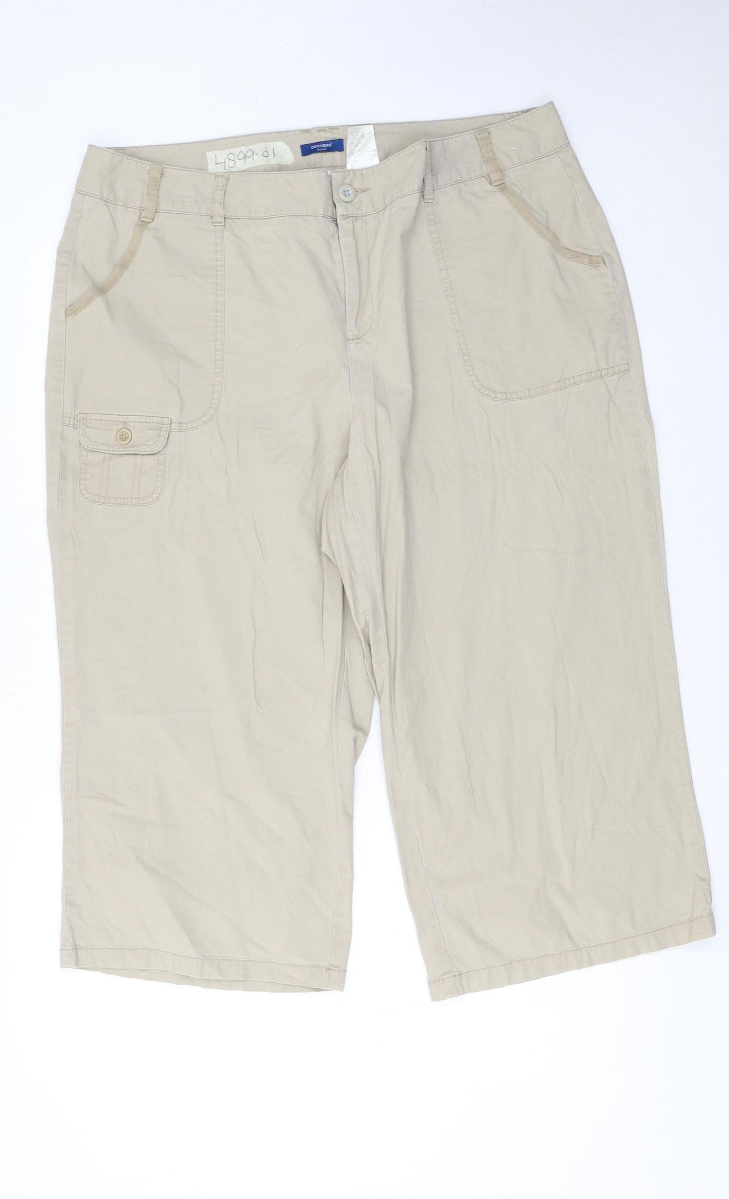 Dockers Women’s Beige Cargo Twill Capri Trousers Size 18 Plus
