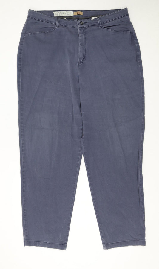 Front view of Lee Women's Blue Chino Cotton Stretch Trousers Size 18W