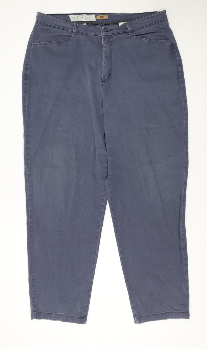 Lee Women's Blue Chino Cotton Stretch Trousers Size 18W